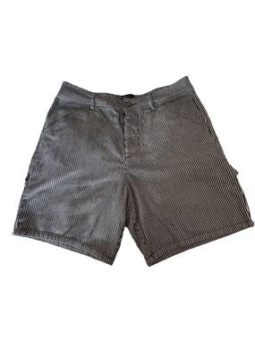 Asos Design Black White Striped Button fly Carpenter Shorts Sz 32x7
